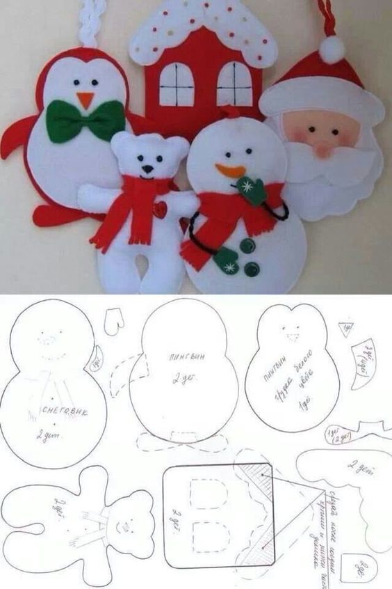 Новогодние игрушки из фетра с фото