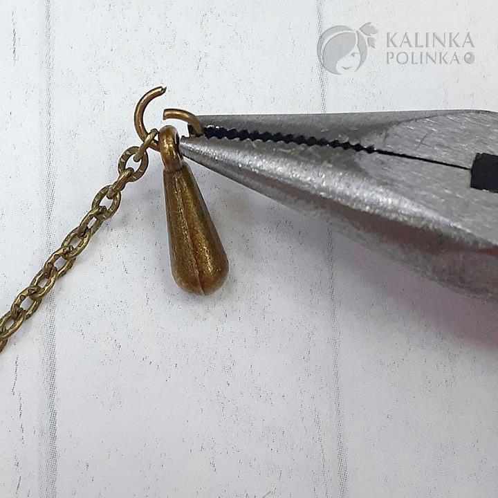 Сборка броши-булавки-013 Крепим концевик на цепочку