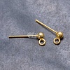 Стальные пуссеты с шариком, натуральная позолота 18K, диам. 3мм,с гвоздиком 12х0.7мм и параллельным разъемным колечком 1.5мм.