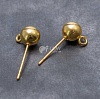 Стальные пуссеты с шариком, натуральная позолота 18K, диам. 6мм,с гвоздиком 12х0.7мм и параллельным разъемным колечком 1.5мм.