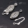 Замок-рыбка, филигрань, латунь, р-р 22х7х4мм, отв-я 1.2мм, цвет платина.