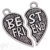 Подвески парные Сердечко Best friend, р-р 20х27мм, бижутерный сплав, цвет черненое серебро.